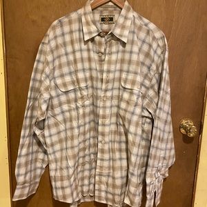 Joseph Abboud cotton button down shirt men’s XL brown and white plaid